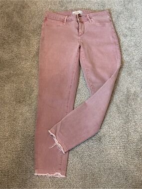 Articles Of Society Rose-Mauve Skinny Jeans with Frayed Hems